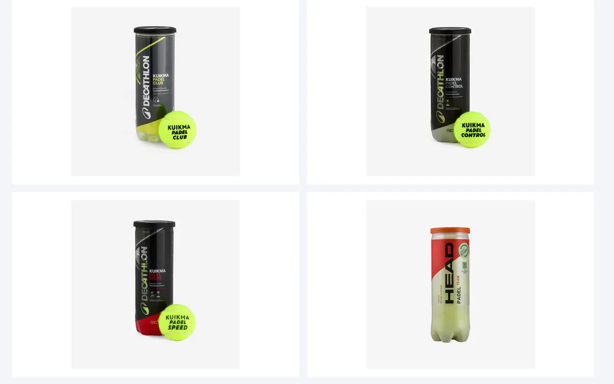 Quatre tubes de balles de padel vendus chez Decathlon