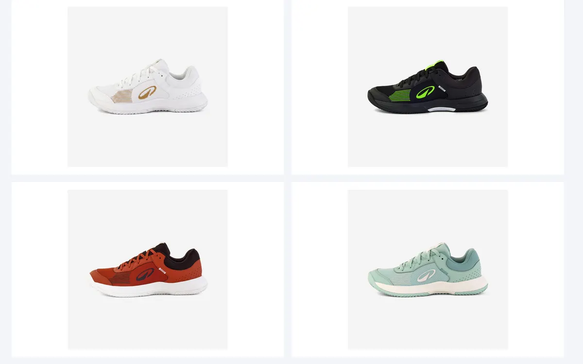 Quatre paires de chaussures de padel vendues chez Decathlon