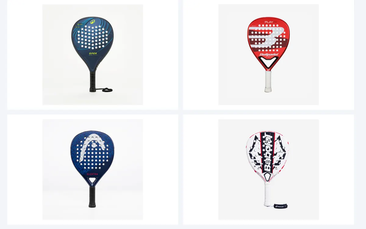 Sélection de produits de padel Decathlon : raquettes, sac et chaussures