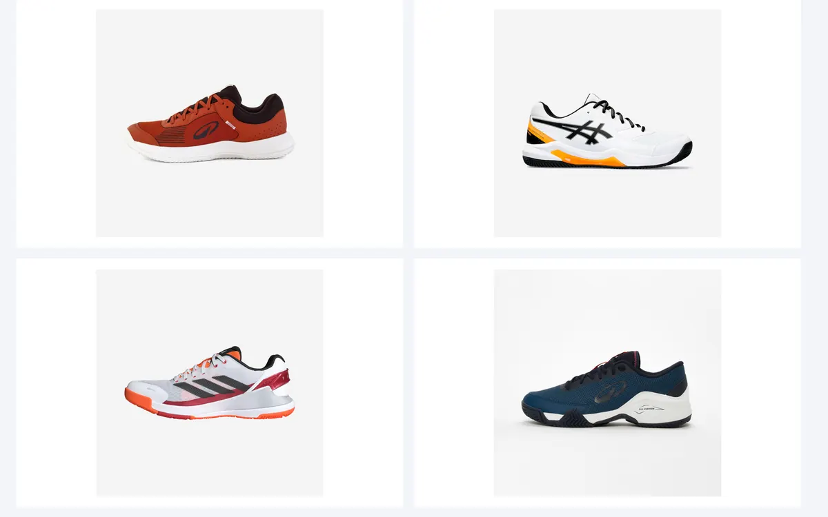Quatre des chaussures de padel homme les mieux notées chez Decathlon